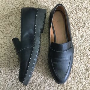 Genuine Leather stud loafers/slides